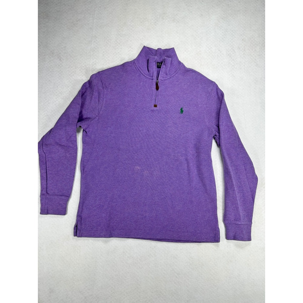 Polo Ralph Lauren Mens L Large Purple Heather 1/4 Quarter Zip Cotton Pullover